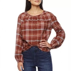 Women's plaid button up blouse